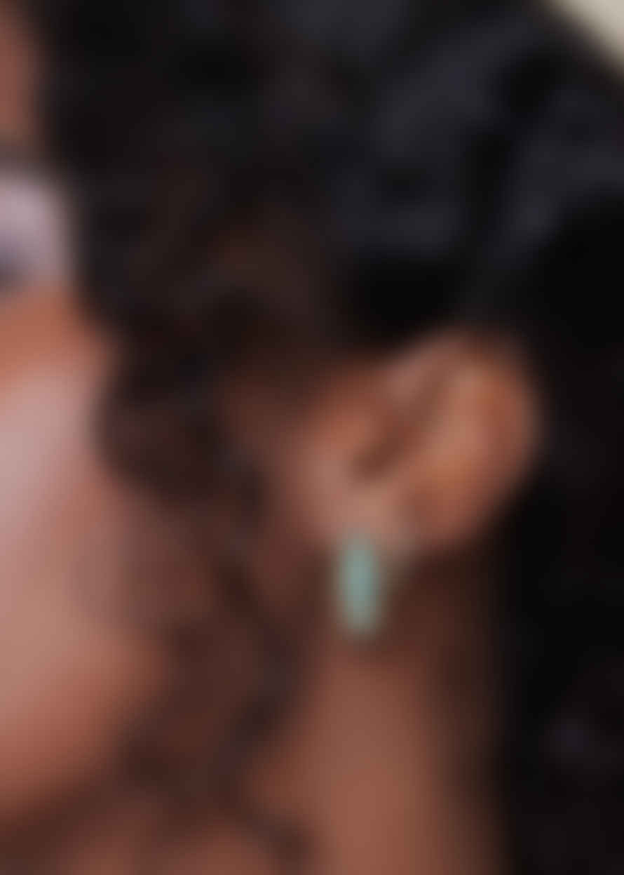 Orelia Turquoise & Pearl Fine Huggie Hoop Earrings
