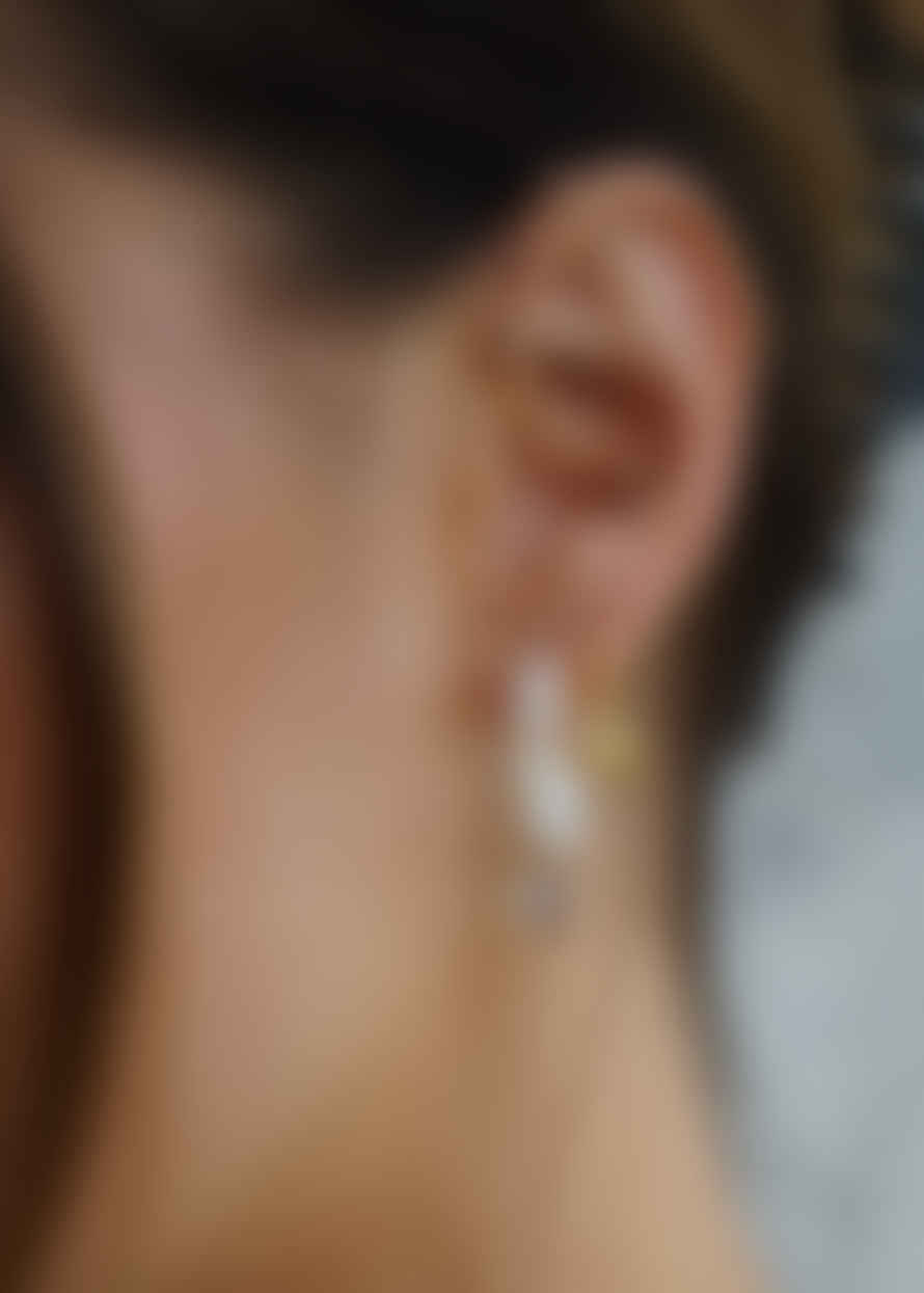 Orelia Shell Drop Micro Hoop Earrings - Gold