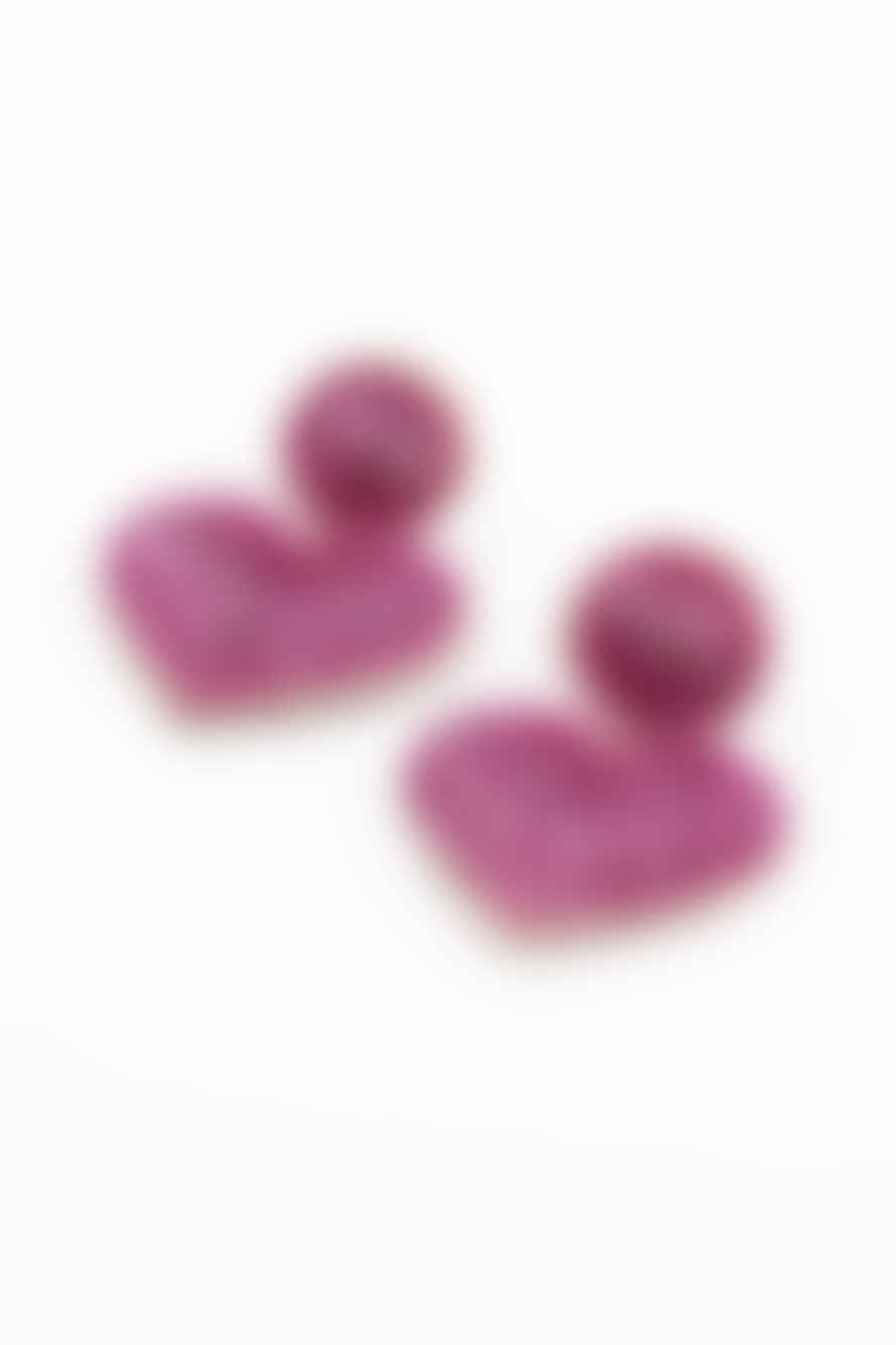 My Doris Pink Heart Drop Earrings
