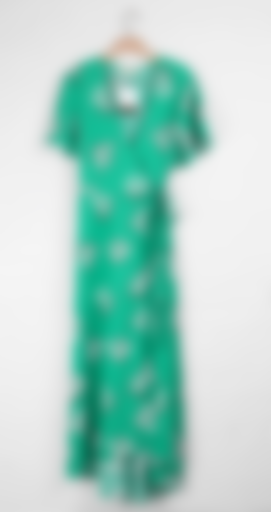 MSH Msh Palm Leaf Print Short Sleeve Wrap Dress In Green & Coral