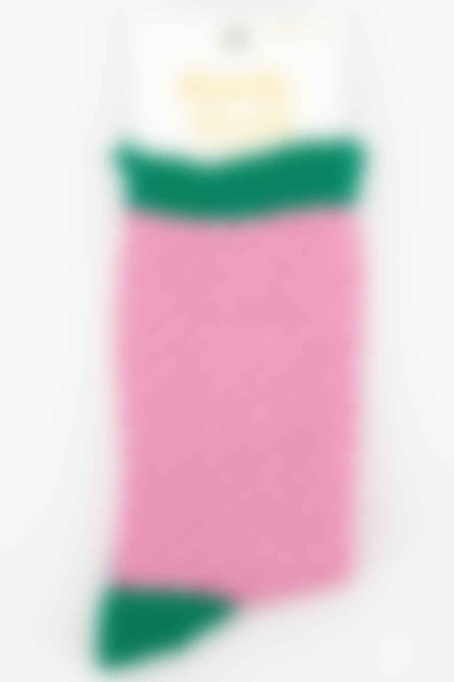 Sock Talk Women's Cotton Glitter Socks Polka Dot Spots In Pink & Green: Uk 3-7 | Eu 36-40