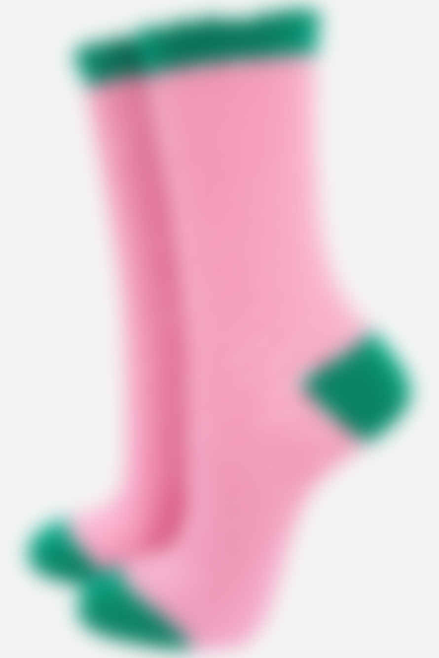 Sock Talk Women's Cotton Glitter Socks Polka Dot Spots In Pink & Green: Uk 3-7 | Eu 36-40
