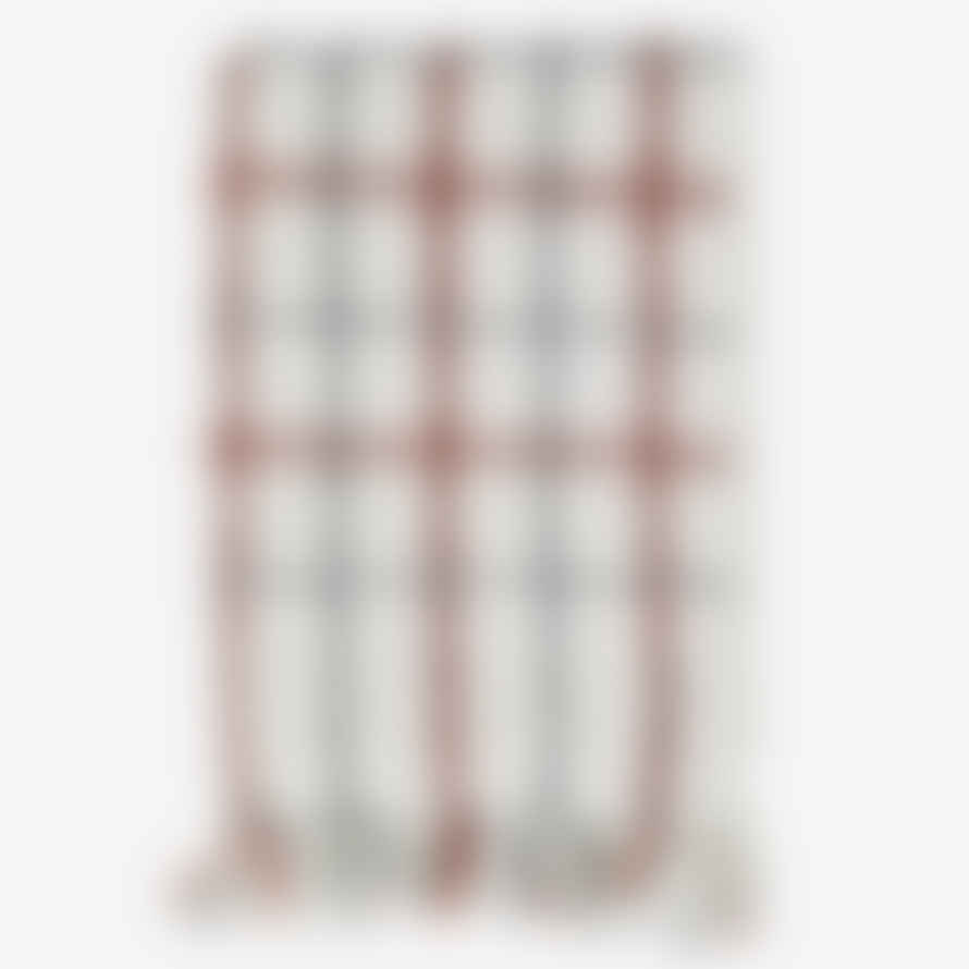 Madam Stoltz Red Check Recycled Cotton Throw