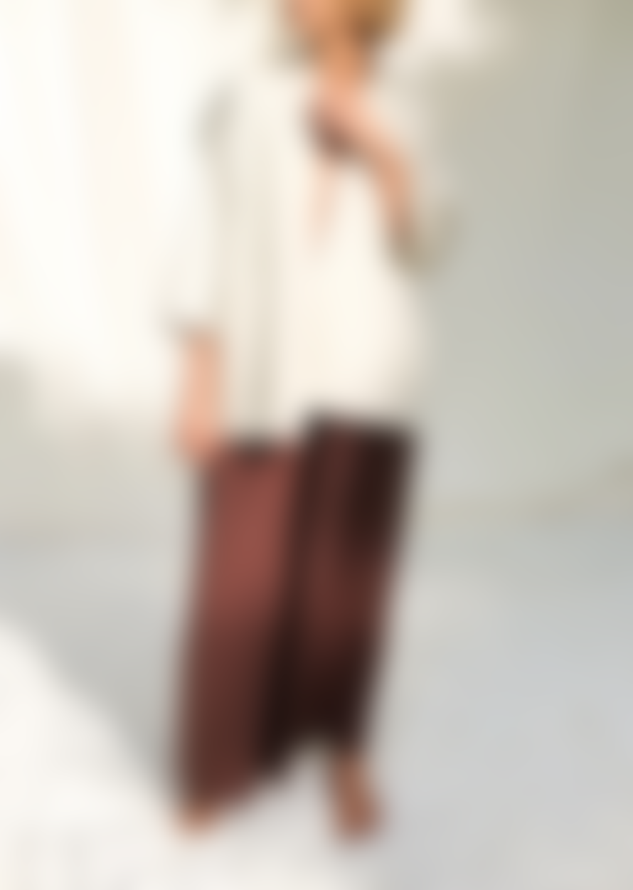 OFFON CLOTHING Wide Leg Tencel Palazzo Pants Chocolate