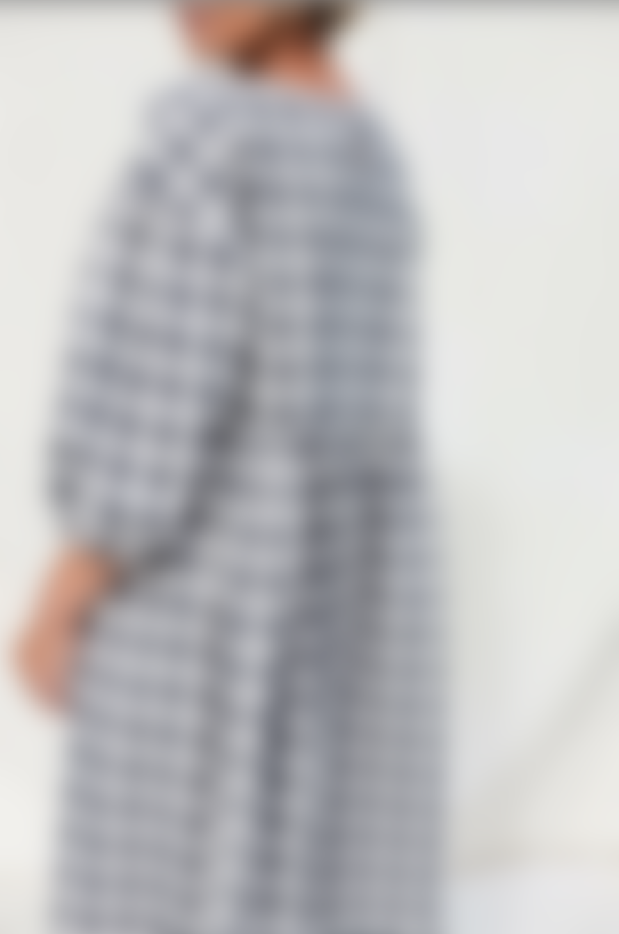 OFFON CLOTHING Seersucker Dark Grey Check Oversized Dress