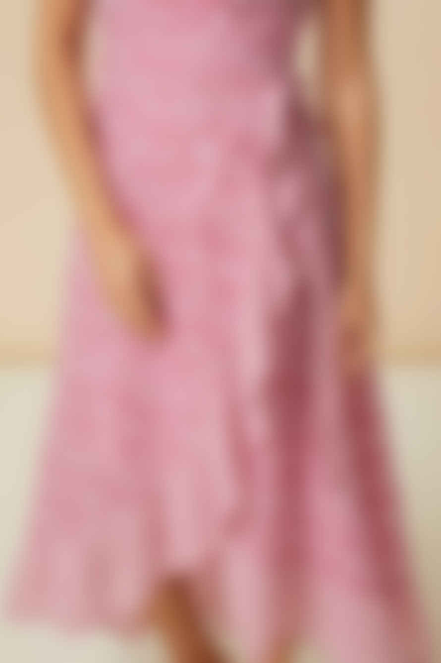 ASPIGA Demi Wrap Dress Pink White