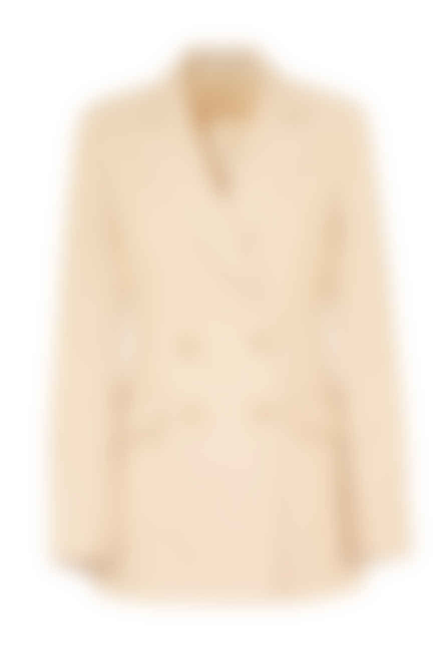 Anna James Double Breasted Blazer In Neutral Linen By