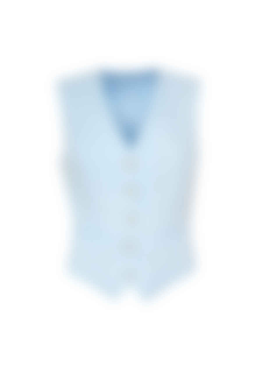 Anna James Tailored Waistcoat In Sky Blue Linen By