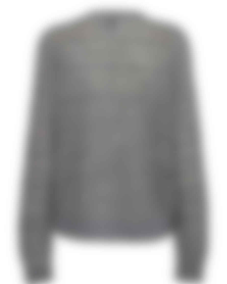 Numph Rietta Pointelle Cardigan In Medium Grey