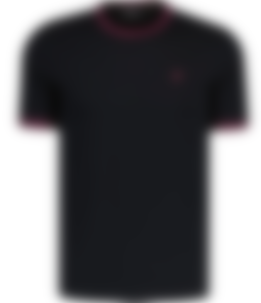 Lyle and Scott Lyle & Scott Tonal Ringer Tee Jet Black & Burgundy