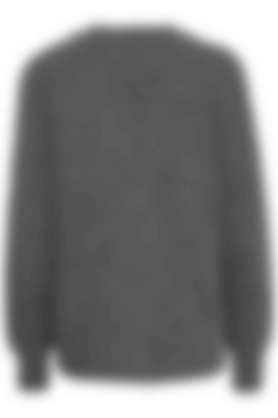 ICHI Ihkamara Ca3 V Neck Cardigan - Dark Grey Melange