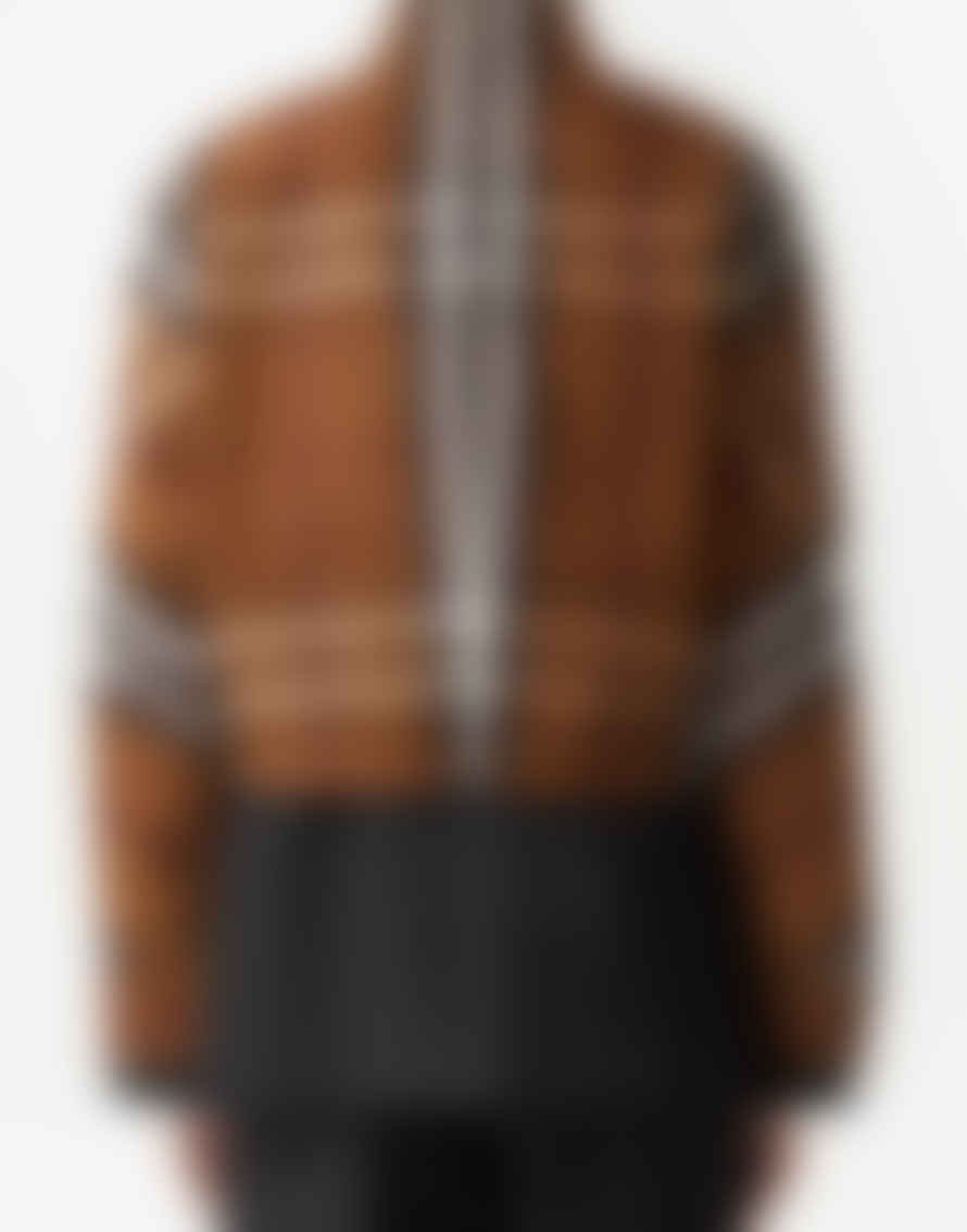 Burberry  Dark Birch Brown Ayton Check Pattern Zip Up Jacket