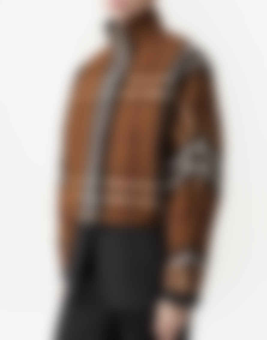 Burberry  Dark Birch Brown Ayton Check Pattern Zip Up Jacket