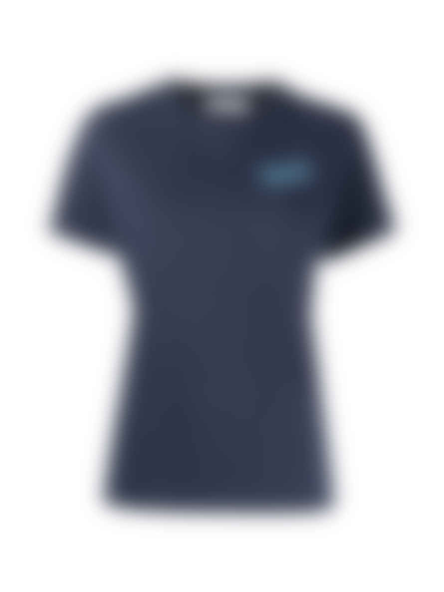 Maison KitsunÃ© Navy Melange Mini Handwriting Logo T Shirt