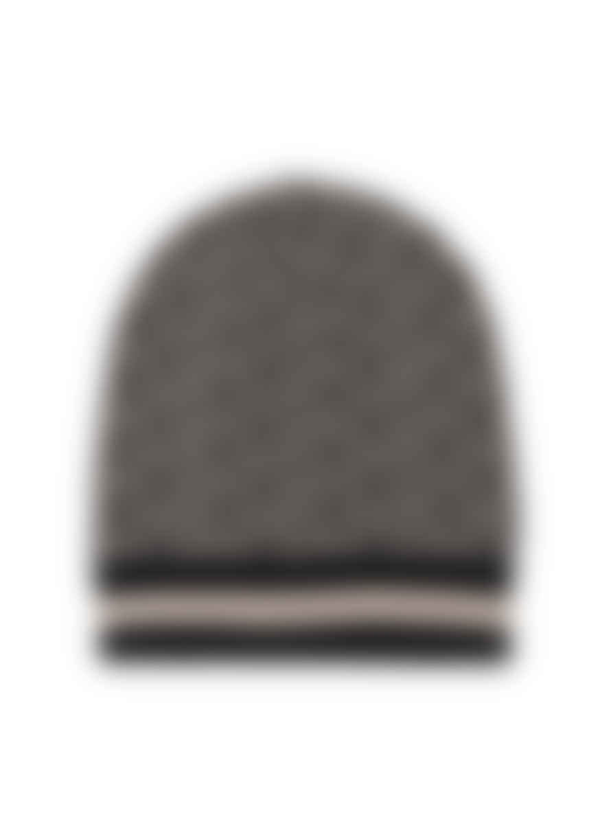 Balmain Black and Ivory Monogram Logo Beanie