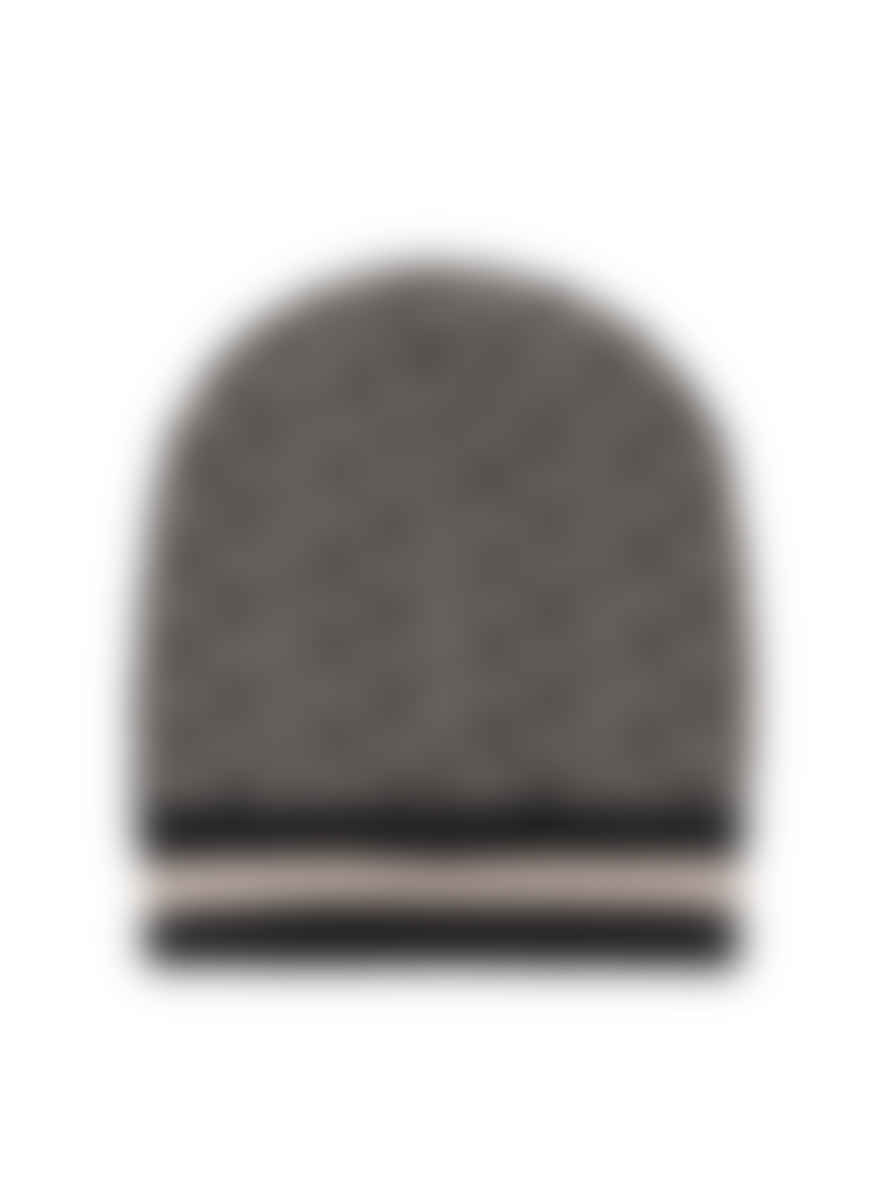 Balmain Black and Ivory Monogram Logo Beanie