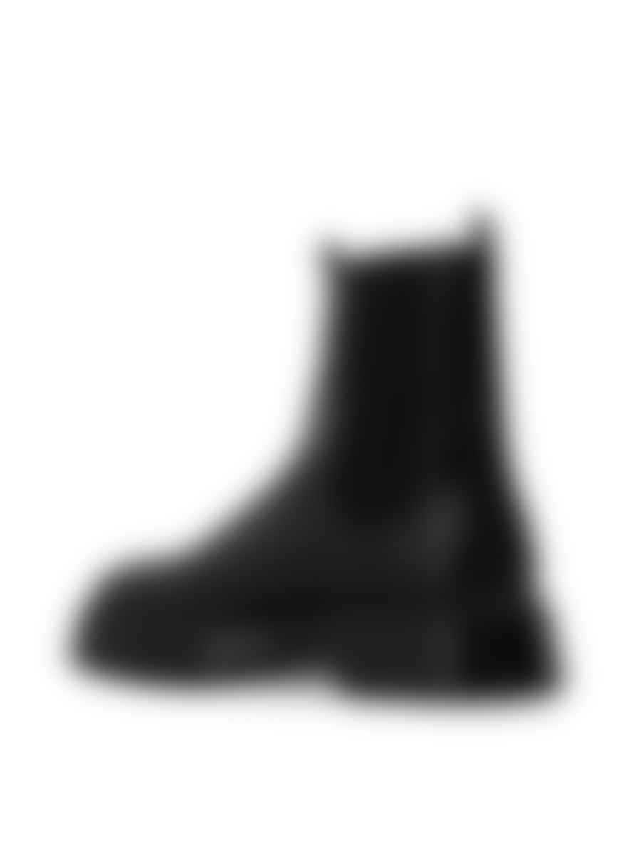 AMI Paris Black Square Toe Leather Chelsea Boots