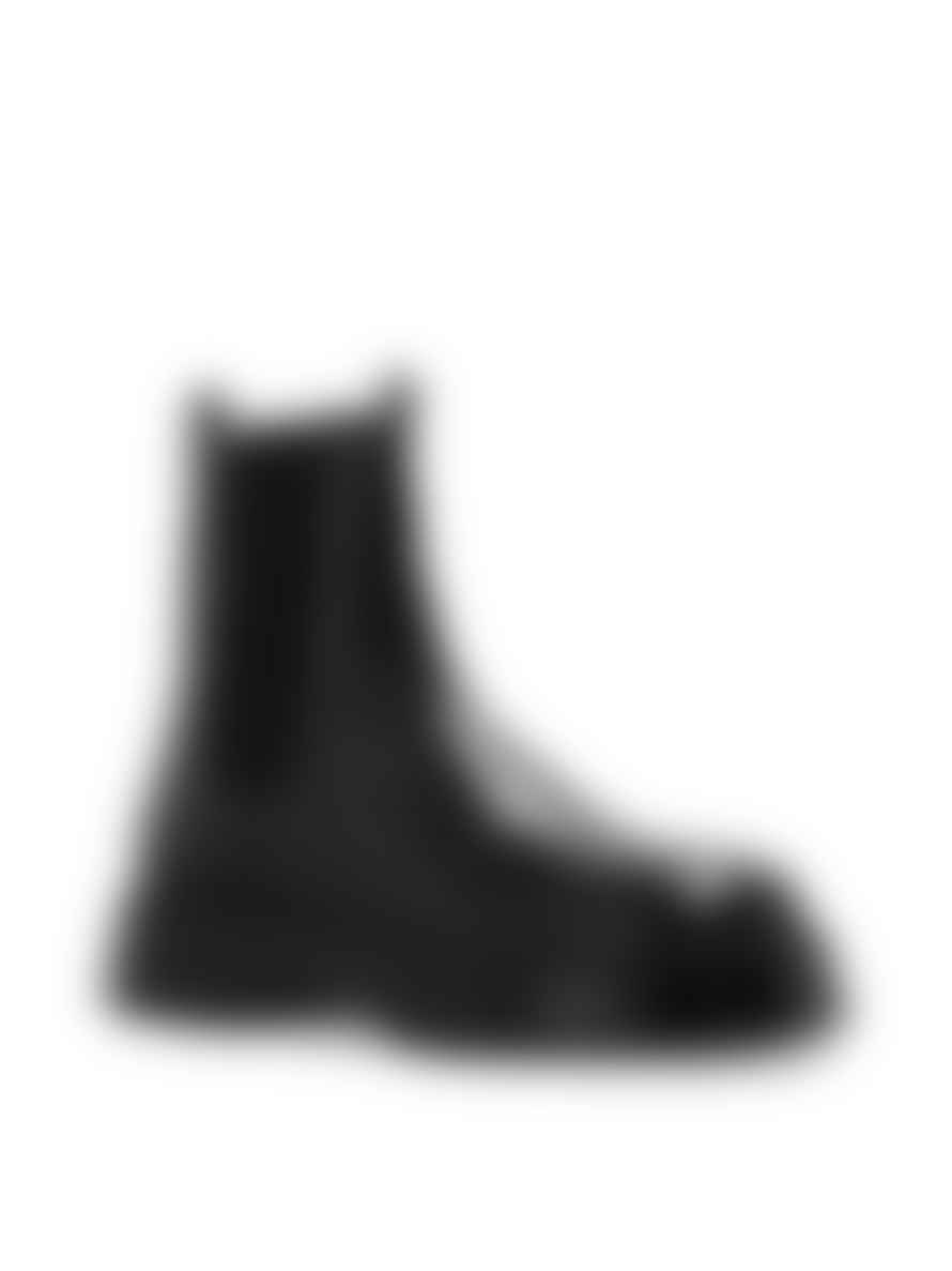 AMI Paris Black Square Toe Leather Chelsea Boots