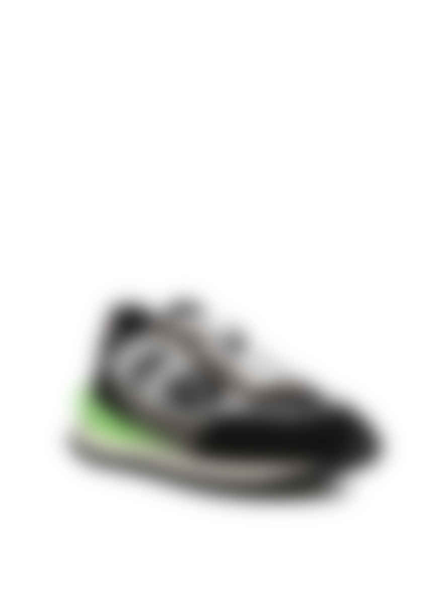 Axel Arigato Grey and Green Sonar Low Top Sneakers