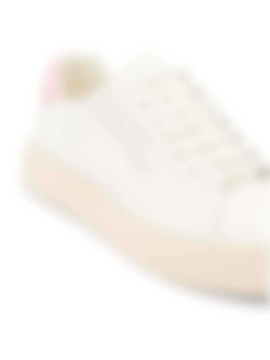 Palm Angels White and Pink Palm Platform Logo Sneakers