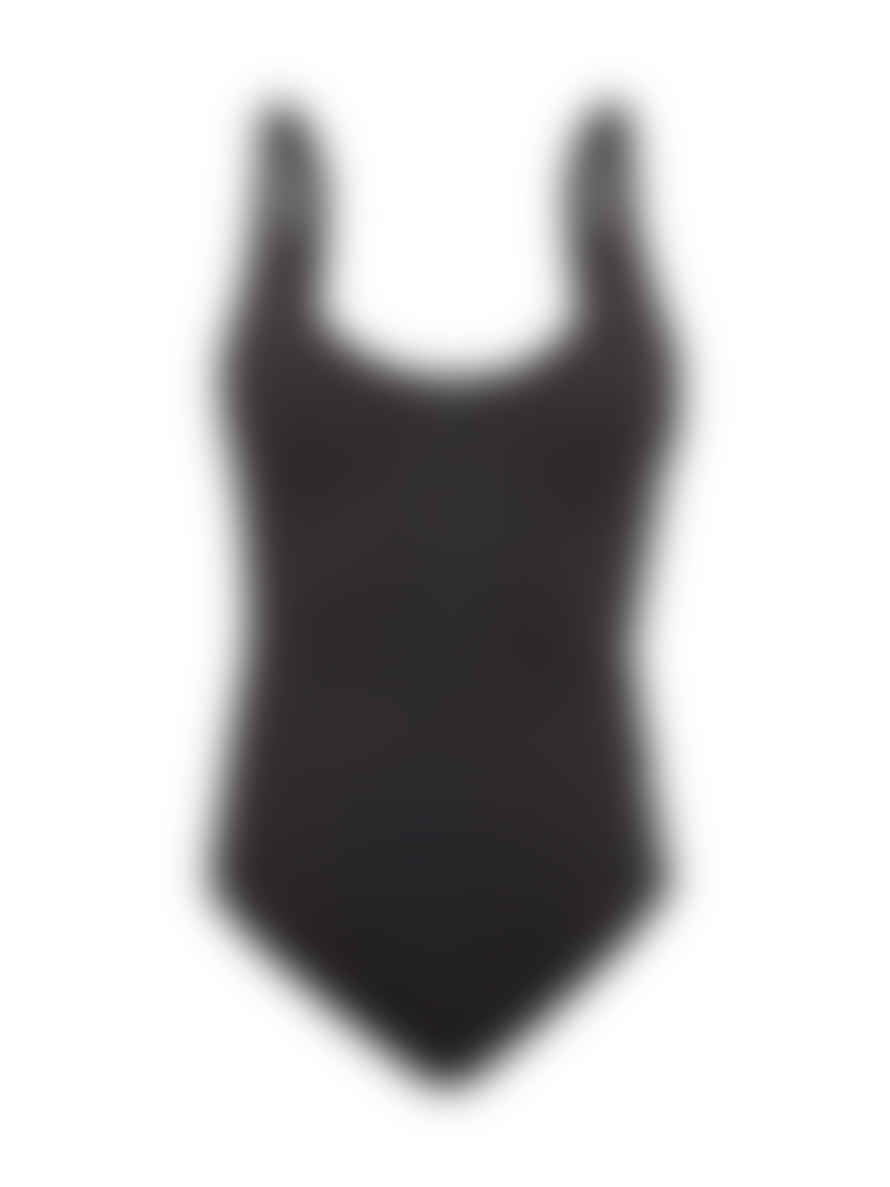 MONCLER Black Zip Neck Logo Print One Piece Swimsuit