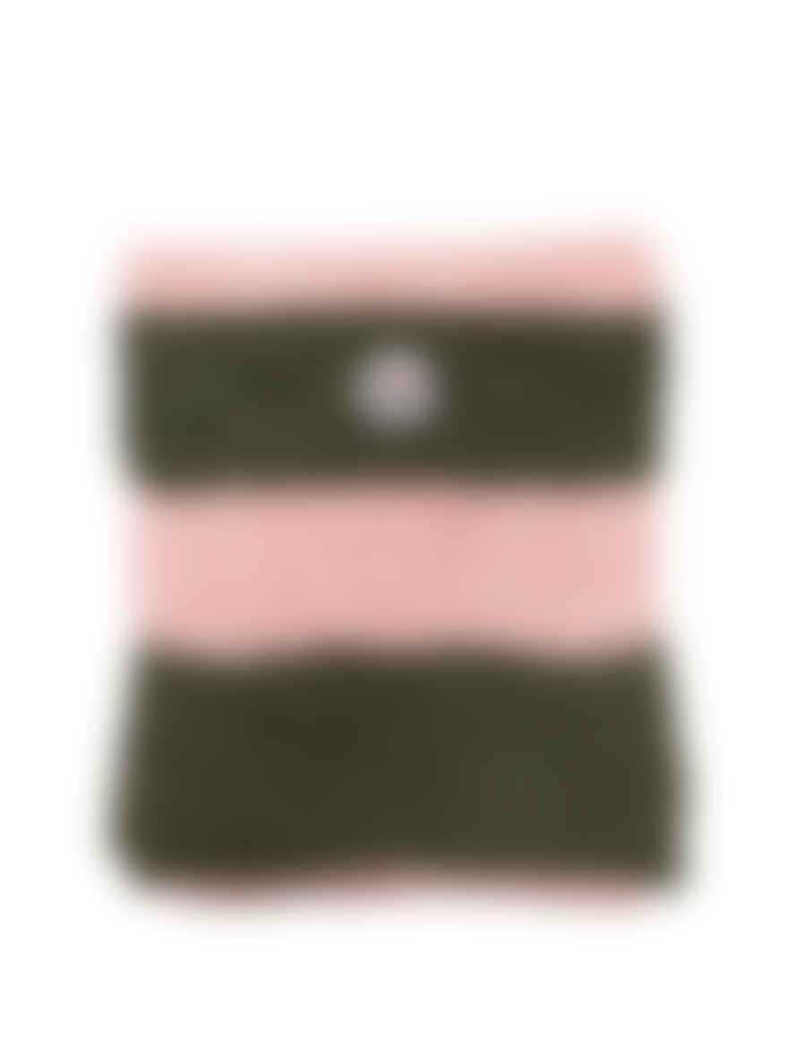 MONCLER Pink Logo Patch Striped Scarf