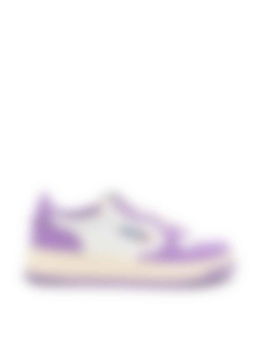 Autry White and Lavender Medalist 01 Low Sneakers