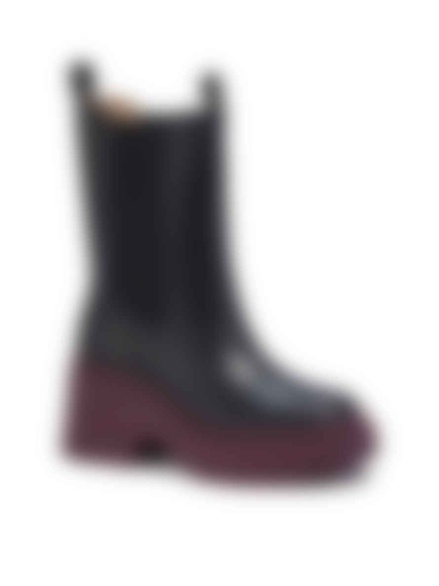 COACH Black Deep Berry Alexa Leather Boots