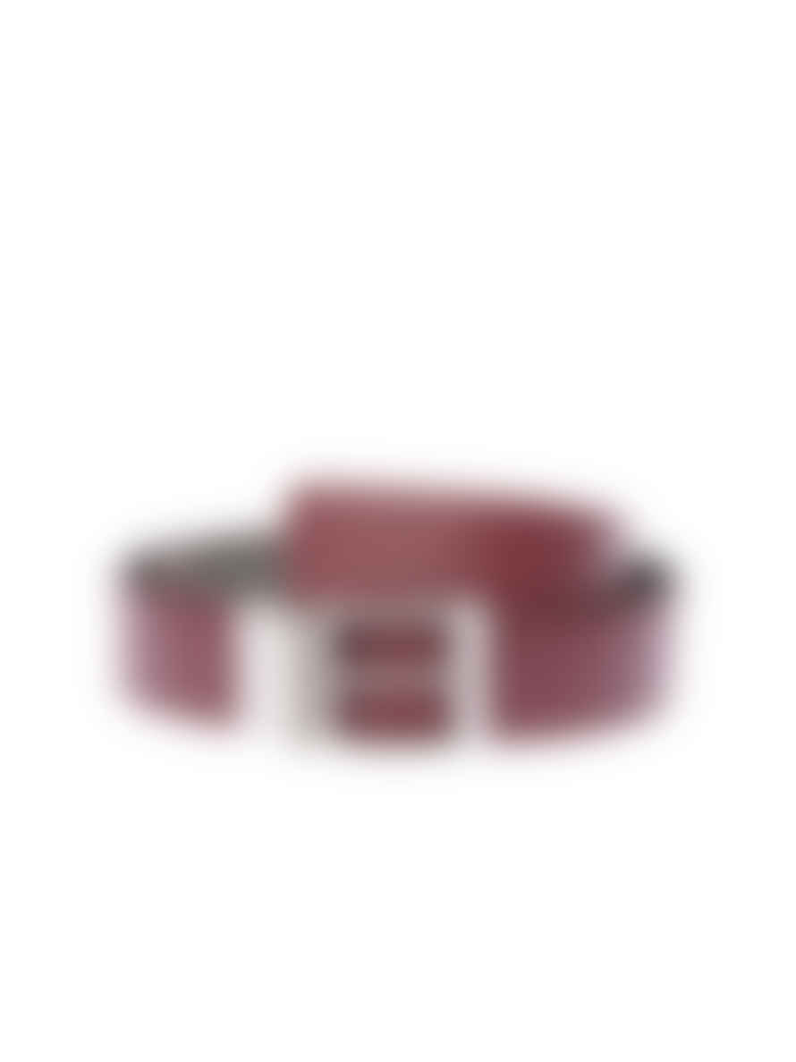 Bottega Veneta  85cm Burgundy Reversible Logo Buckle Belt