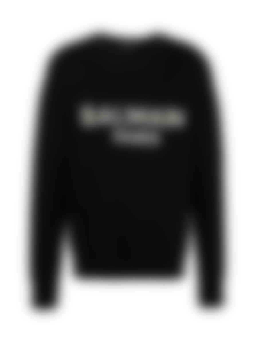 Balmain Black and White Merino Wool Logo Intarsia Sweater