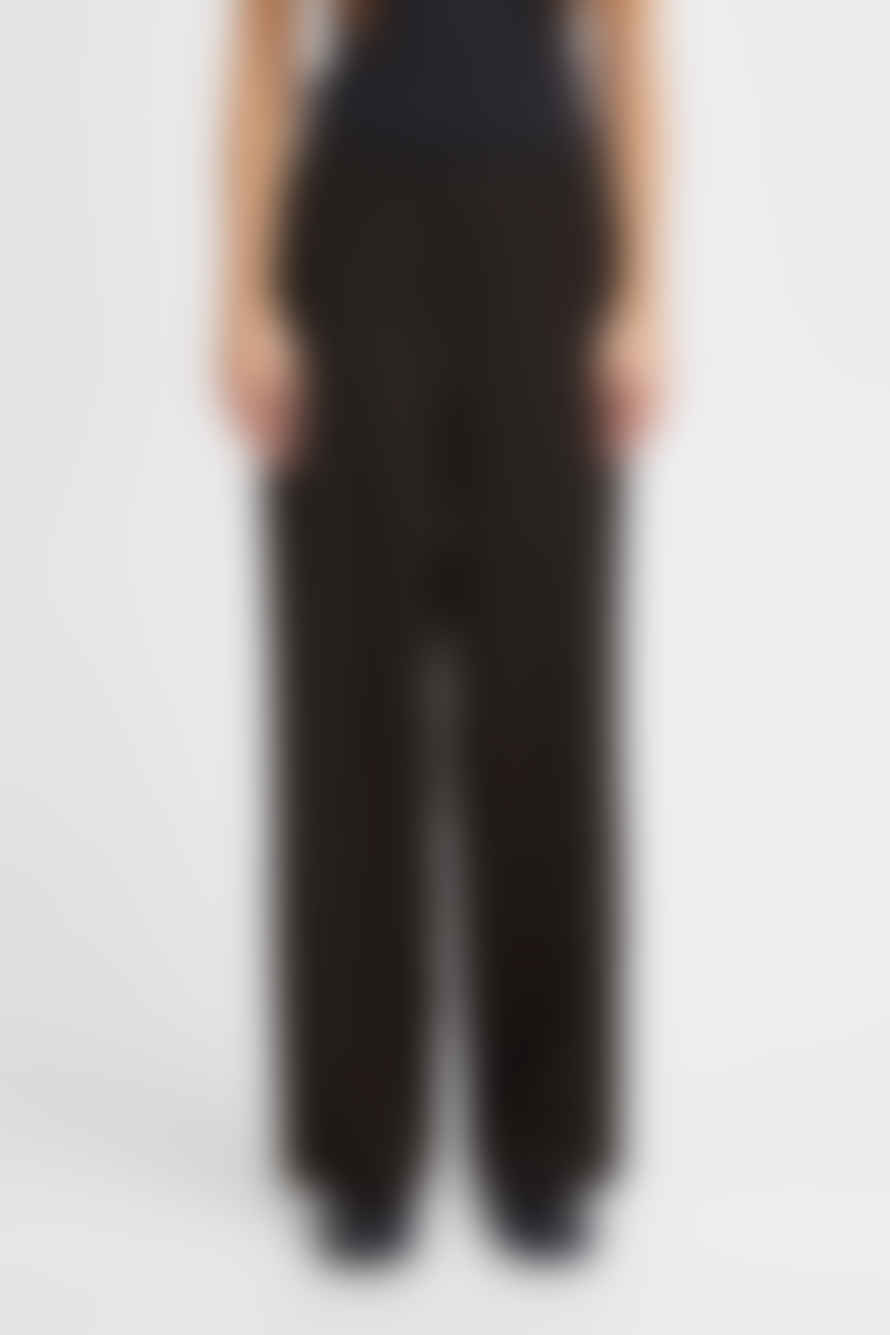 ICHI Ihlexi Black Casual Wide Leg Trousers