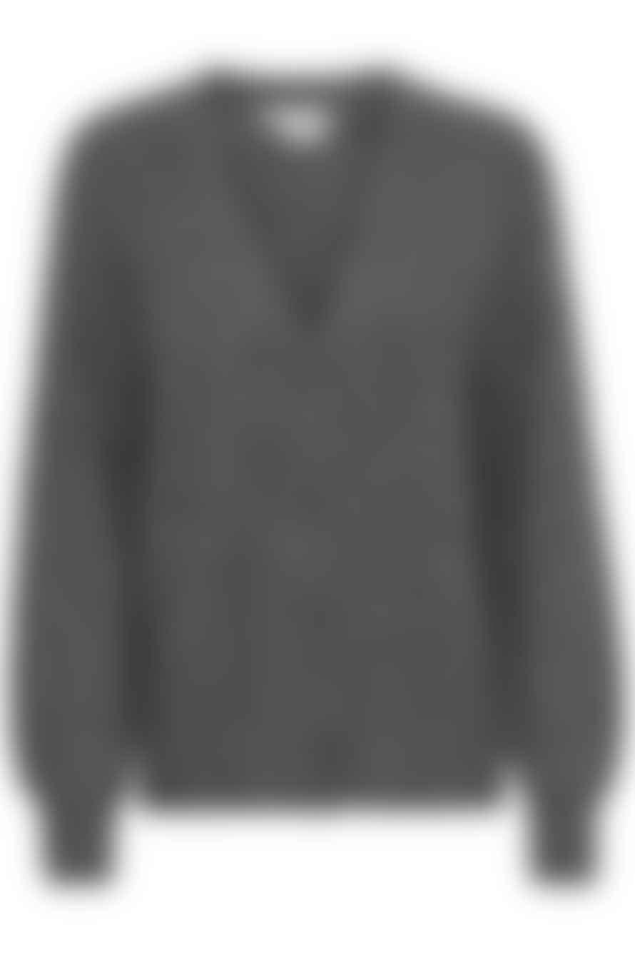 ICHI Ihkamara Dark Grey Melange Knit Cardigan