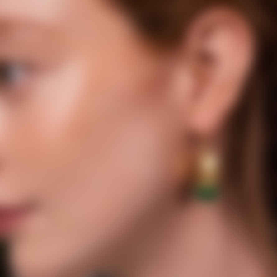 Ashiana Winona Earrings In Gold With Malachite