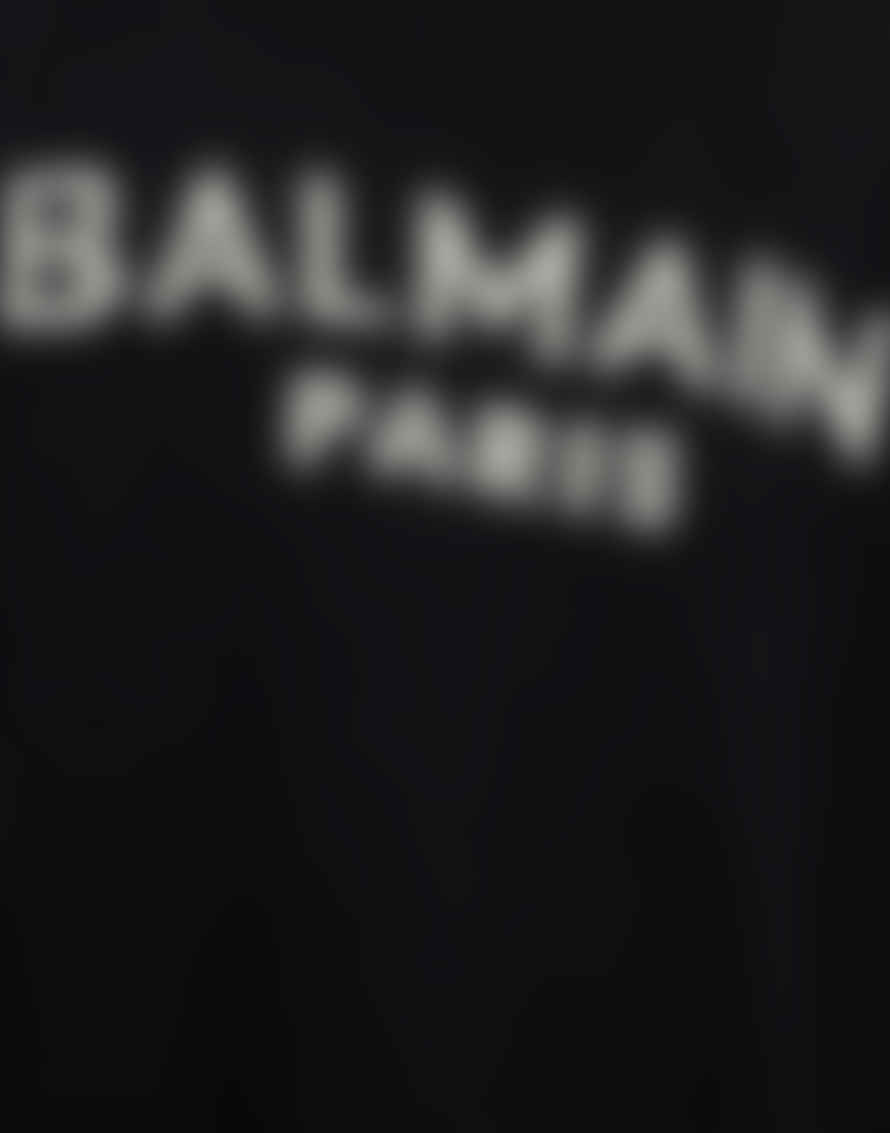 Balmain Black and White Merino Wool Logo Intarsia Sweater