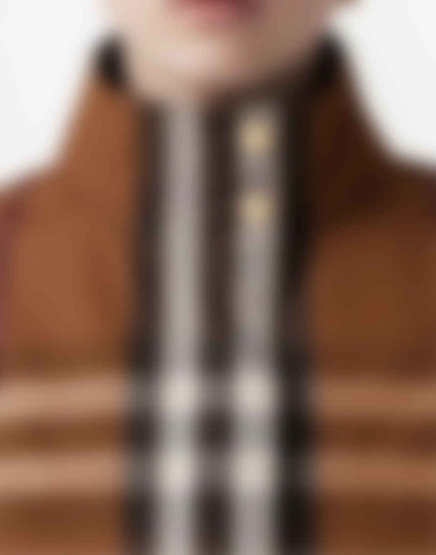 Burberry  Dark Birch Brown Ayton Check Pattern Zip Up Jacket