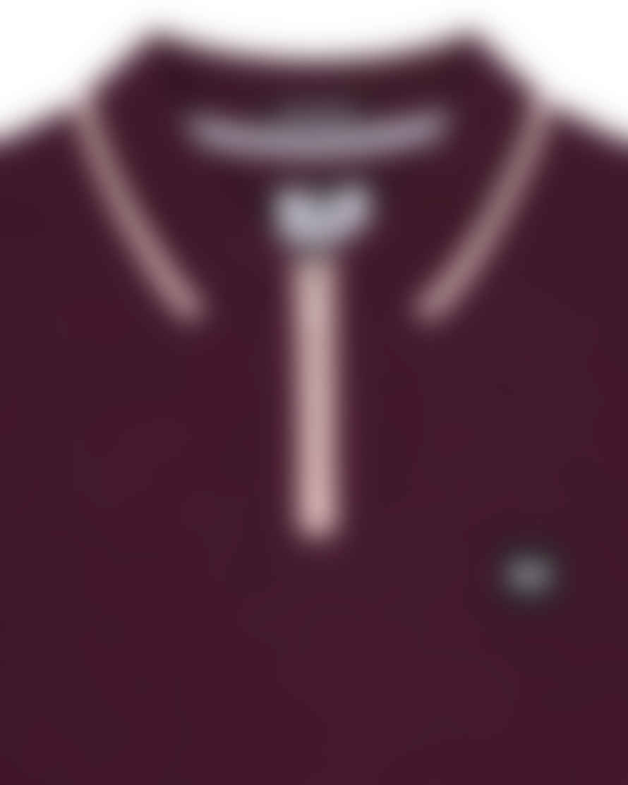 Weekend Offender Shore Zip Polo With Tipping In Acai Berry/abalone