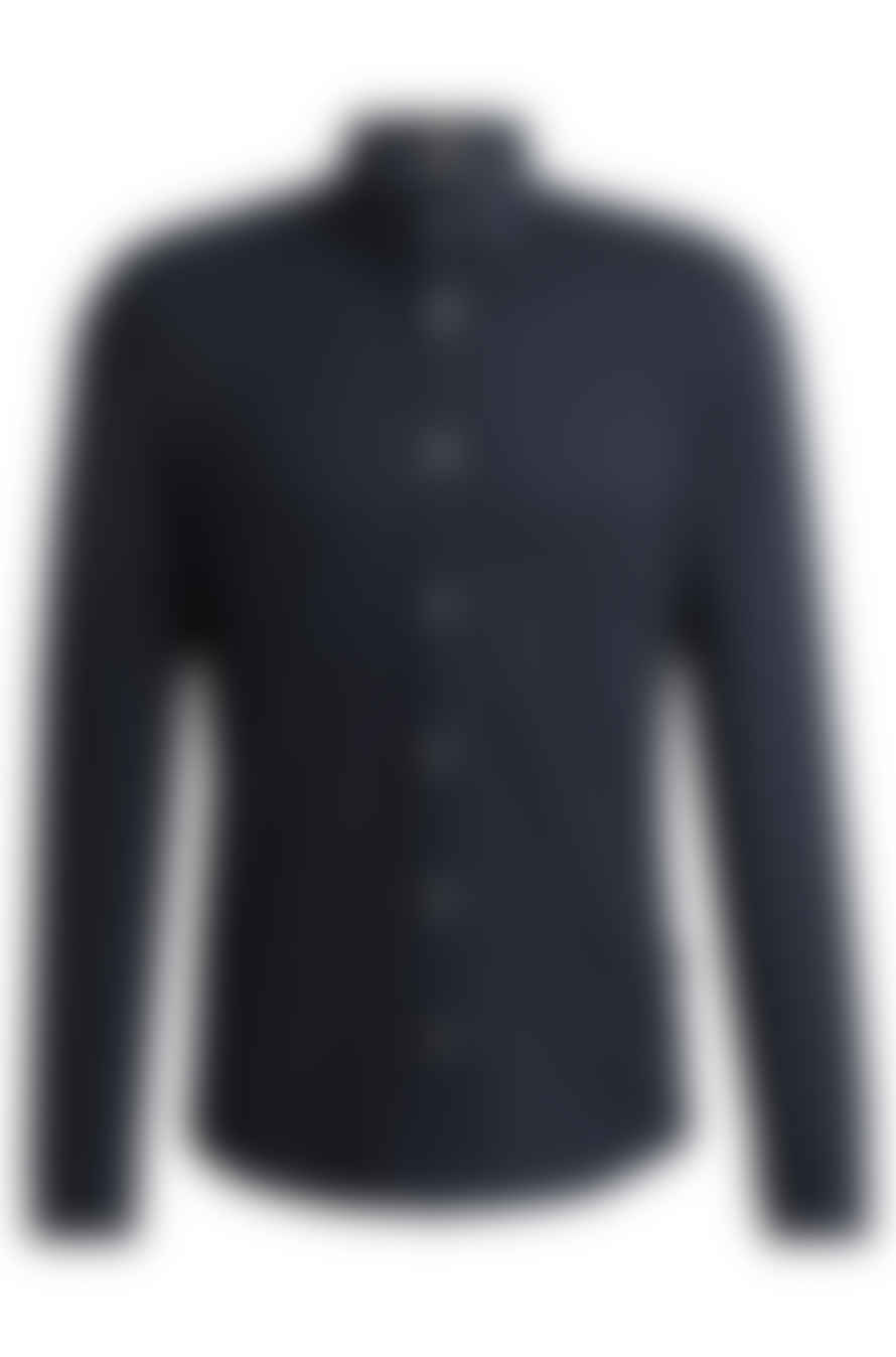 Hugo Boss Boss - Roan Navy Blue Slim Fit Shirt In Structured Cotton Jersey 50522639 412