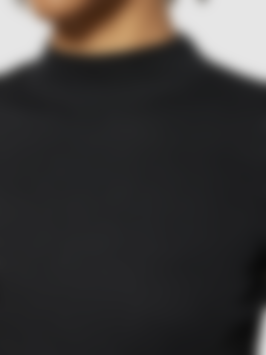 Knowledge Cotton Apparel  100076 Rib high neck long sleeved Black Jet