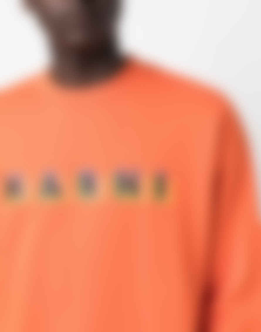 Marni Orange Logo Printed Crewneck Sweatshirt