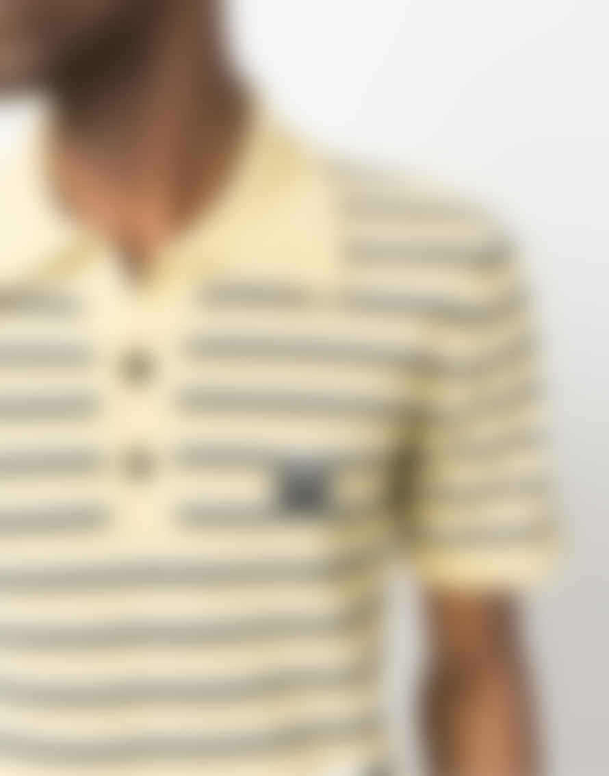 Palm Angels Yellow and Black Stripy Terry Knitted Logo Polo Shirt