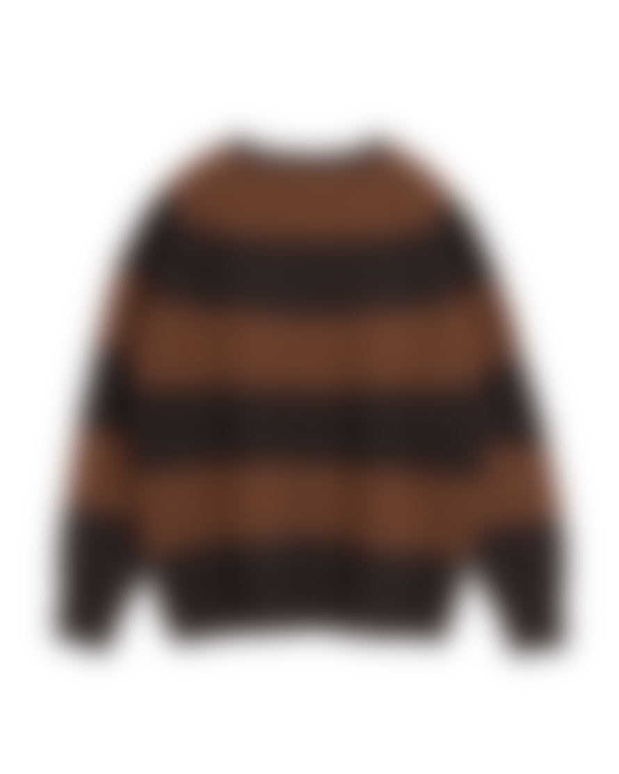 YMC Suedehead Stripe Crew Knit - Brown Stripe