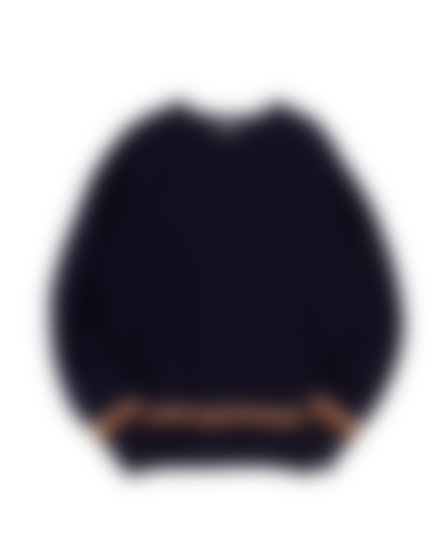 YMC Suedehead Zig Zag Crew Knit - Navy