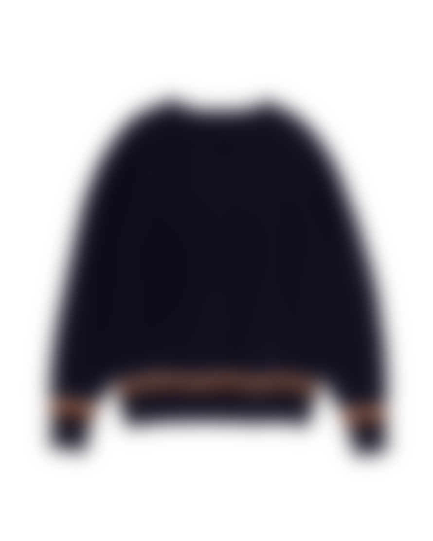 YMC Suedehead Zig Zag Crew Knit - Navy