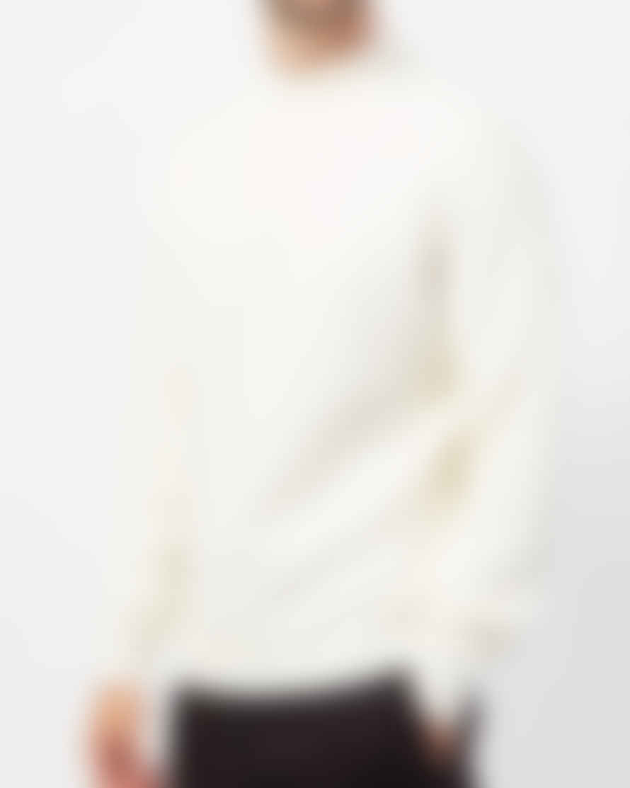 Hugo Boss Boss - H-derano Open White Mock Neck Sweater In Textured Wool Blend 50519622 131