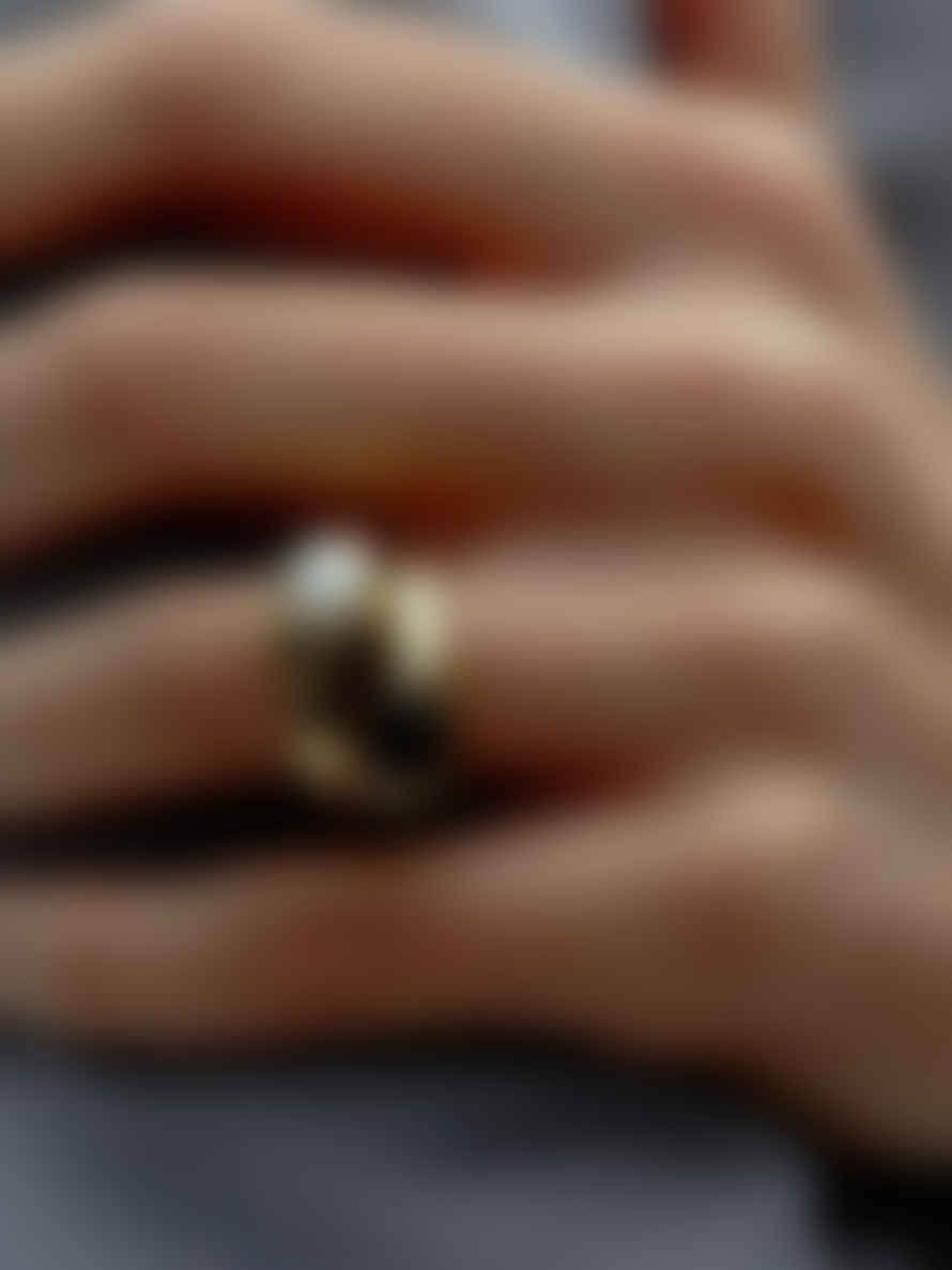 Ragbag Dualism Freshwater Pearl Ring - Gold