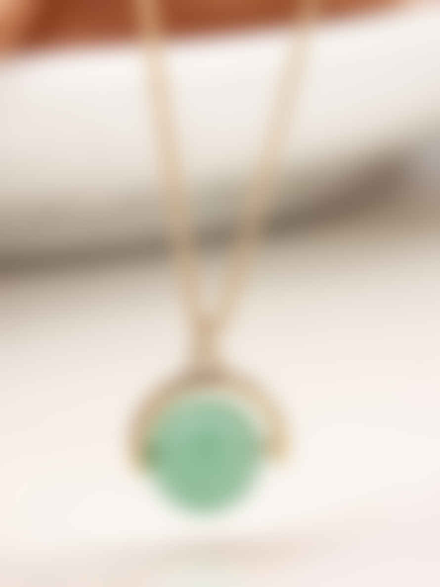 POM Faux Gold Suspended Green Pendant Necklace