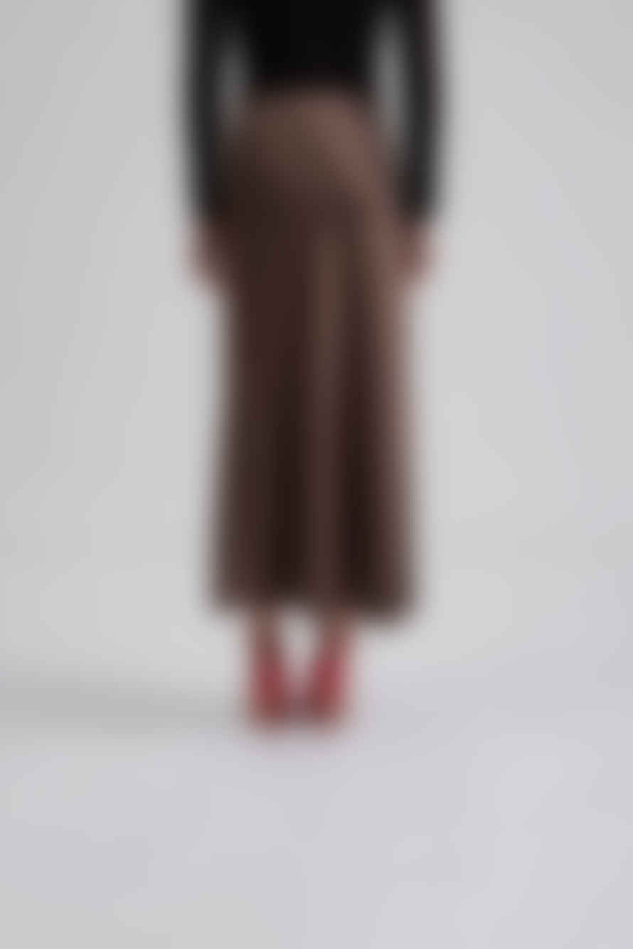 BY MALINA Chocolate Aubree Satin Midi Skirt