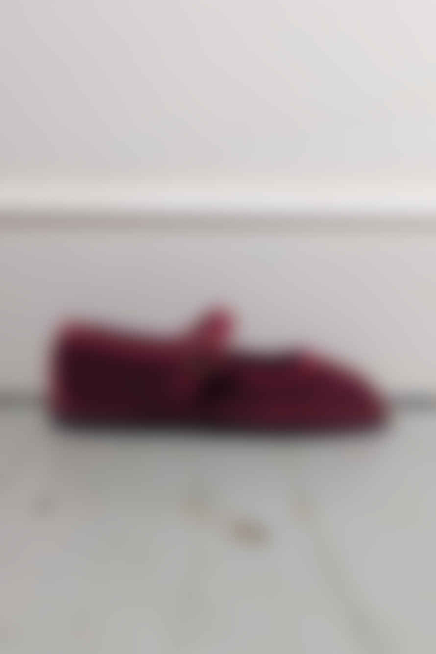 Flabelus Lucrecia Red Velvet Mary-jane Shoes