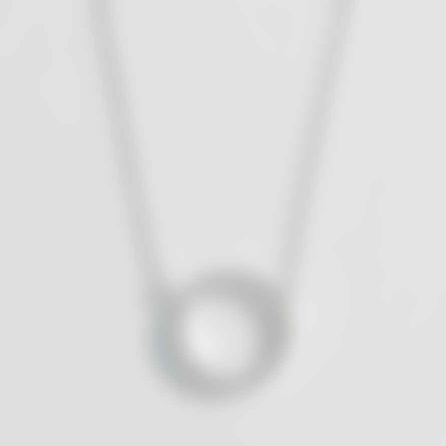 Estella Bartlett  Large Pave Set Circle Cz Necklace - Silver Plated