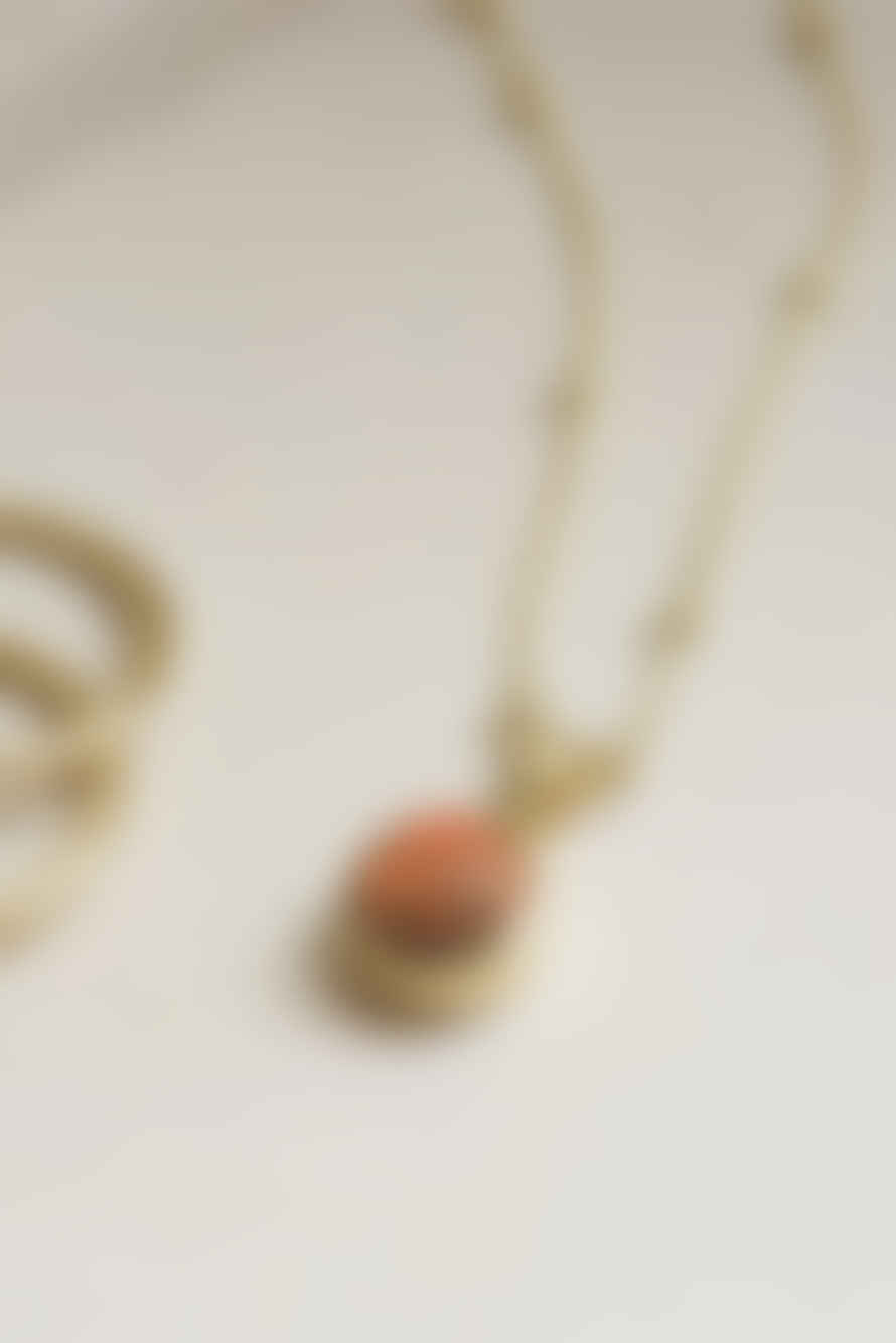 Daisy London Gold Plated Red Coral Healing Stone Necklace